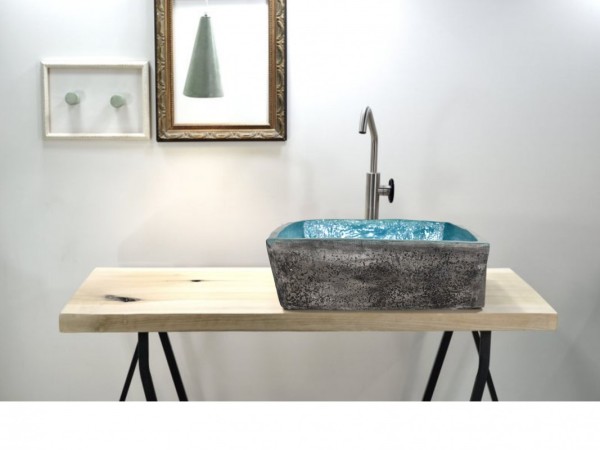 Επιτραπέζιος Δίχρωμος Νιπτήρας Μύρωνας Μαύρος Τιρκουάζ