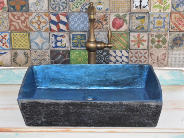 Bathroom Sink Handmade Myron 60 Blue Black