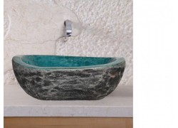 Νιπτήρας Χειροποίητος Νικίας Μαύρος Τυρκουάζ