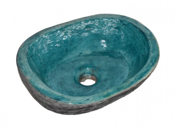 Νιπτήρας Χειροποίητος Νικίας Μαύρος Τυρκουάζ