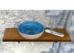 Στρογγυλός Vintage Νιπτήρας Λίθος Δίχρωμος