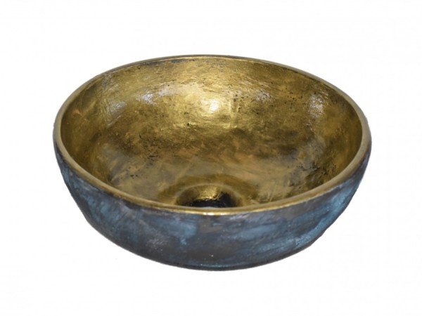 Seated Bathroom Sink Rustic Stone Oxidized With Gold