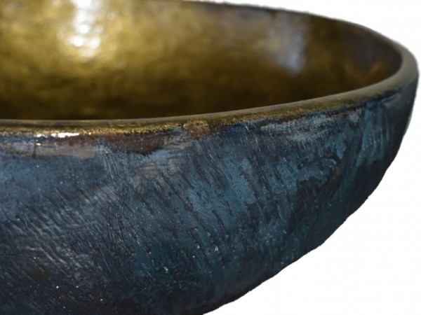 Seated Bathroom Sink Rustic Stone Oxidized With Gold