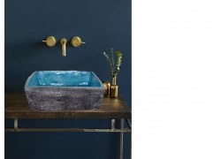 Επιτραπέζιος Δίχρωμος Νιπτήρας Μύρωνας Μαύρος Τιρκουάζ