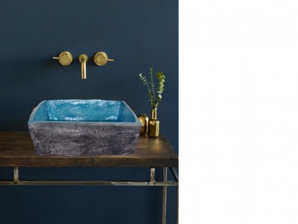 Επιτραπέζιος Δίχρωμος Νιπτήρας Μύρωνας Μαύρος Τιρκουάζ