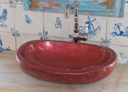 Χειροποίητος νιπτήρας μπάνιου Δίας κόκκινος Ιριδίζον