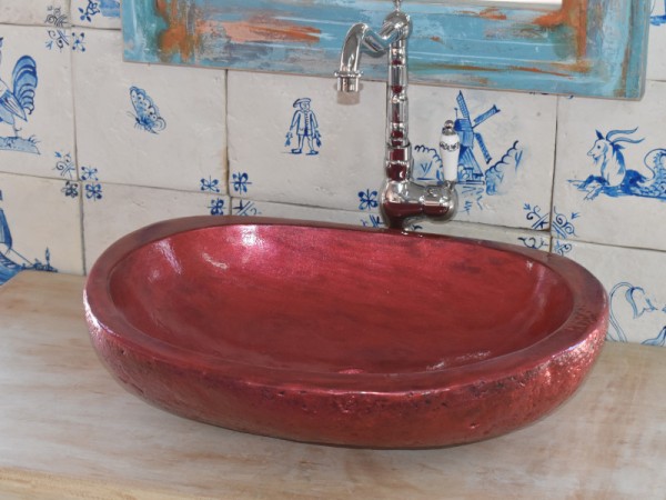 Handmade bathroom washbasin Zeus red Iridizon