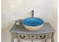 Στρογγυλός Vintage Νιπτήρας Λίθος Δίχρωμος