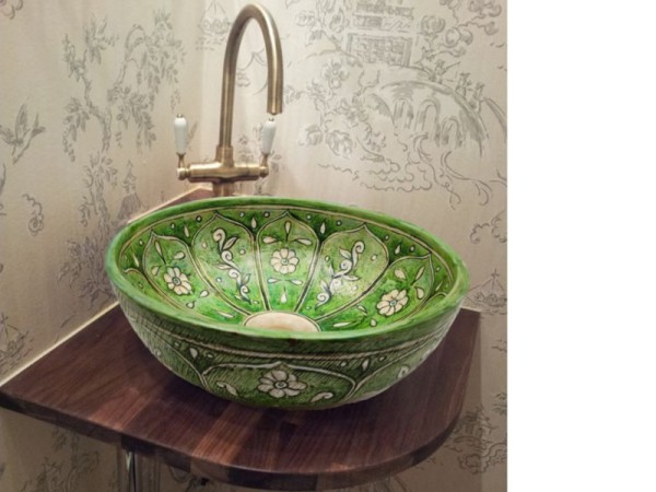 Φανταστικός περίτεχνος χειροποίητος στρογγυλός νιπτήρας μπάνιου Διώνη