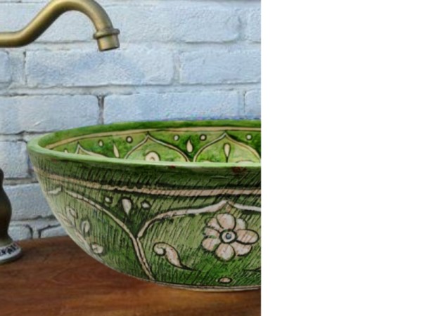 Φανταστικός περίτεχνος χειροποίητος στρογγυλός νιπτήρας μπάνιου Διώνη