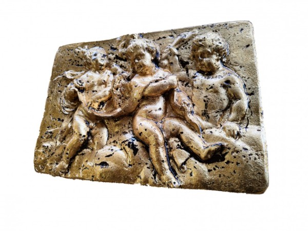 Διακοσμητικό Πέτρινο Ντεκόρ Με Φύλλα Χρυσού Αγγελάκια 