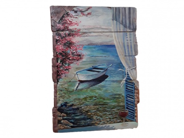 Χειροποίητος Ζωγραφικός Πίνακας Σε Ξύλο Πρασσά 