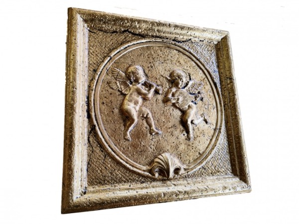 Αγγελάκια Χειροποίητο Ντεκόρ Τραβερτίνο Με Μεταλλικά Χρυσά Φύλλα