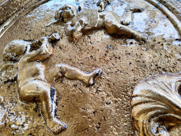 Αγγελάκια Χειροποίητο Ντεκόρ Τραβερτίνο Με Μεταλλικά Χρυσά Φύλλα