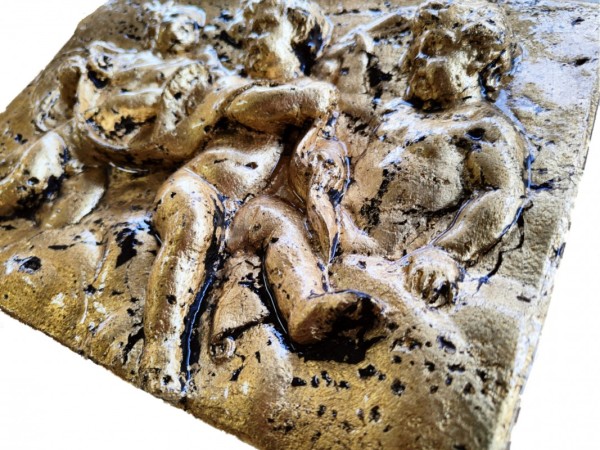 Διακοσμητικό Πέτρινο Ντεκόρ Με Φύλλα Χρυσού Αγγελάκια 