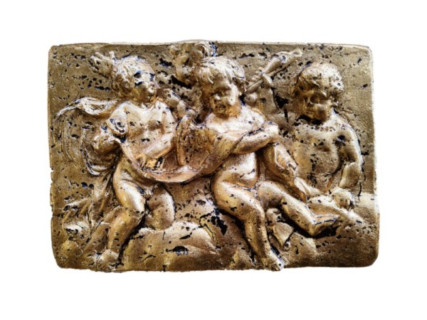 Διακοσμητικό Πέτρινο Ντεκόρ Με Φύλλα Χρυσού Αγγελάκια 