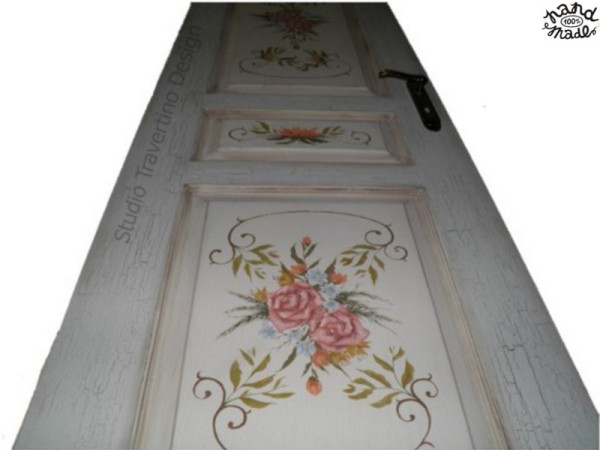 Ρετρό Με Ζωγραφική Παλαίωση Πόρτες Ρόζα