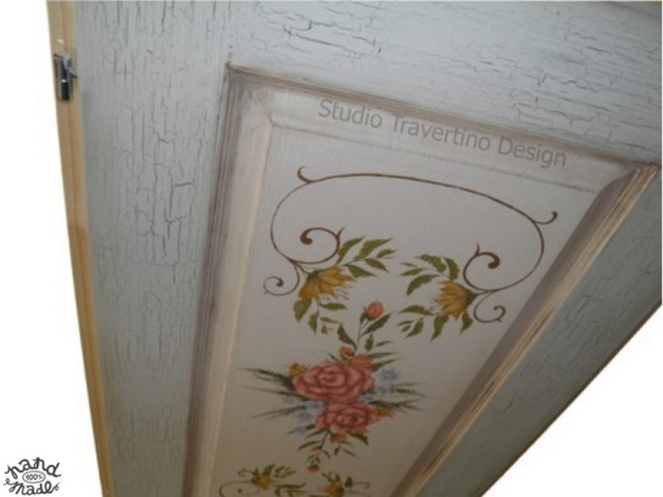 Ρετρό Με Ζωγραφική Παλαίωση Πόρτες Ρόζα