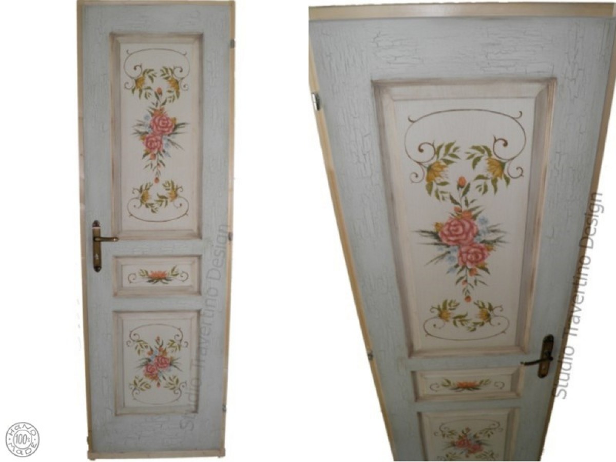 Ρετρό Με Ζωγραφική Παλαίωση Πόρτες Ρόζα