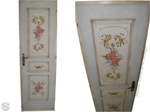 Ρετρό Με Ζωγραφική Παλαίωση Πόρτες Ρόζα