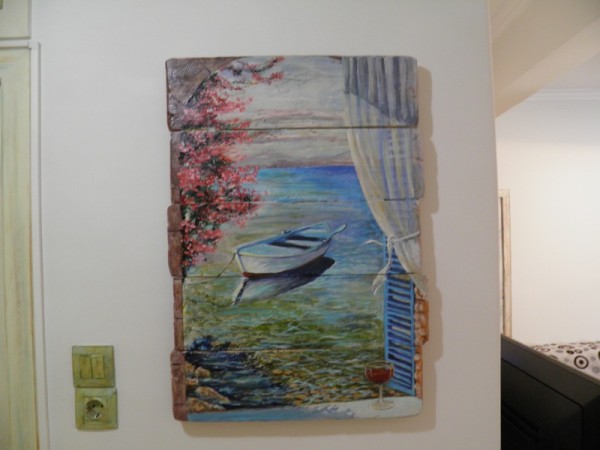 Χειροποίητος Ζωγραφικός Πίνακας Σε Ξύλο Πρασσά 