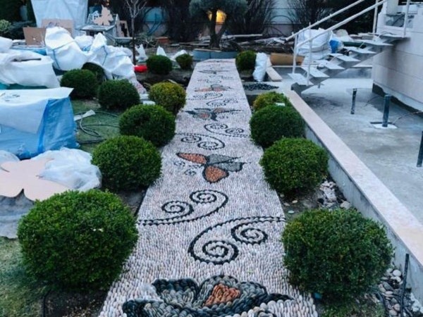 Βοτσαλωτά σχέδια διακοσμητικά δαπέδων τοίχων πεταλούδες 