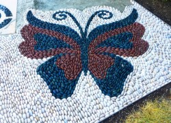 Βοτσαλωτά σχέδια διακοσμητικά δαπέδων τοίχων πεταλούδες 