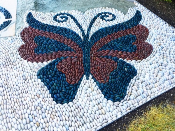 Βοτσαλωτά σχέδια διακοσμητικά δαπέδων τοίχων πεταλούδες 