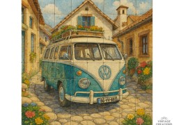 Χειροποίητη Παράσταση σε Πλακάκια – Volkswagen T2 Vintage Van Χειροποίητη Παράσταση σε Πλακάκια – Volkswagen T2 Vintage Van