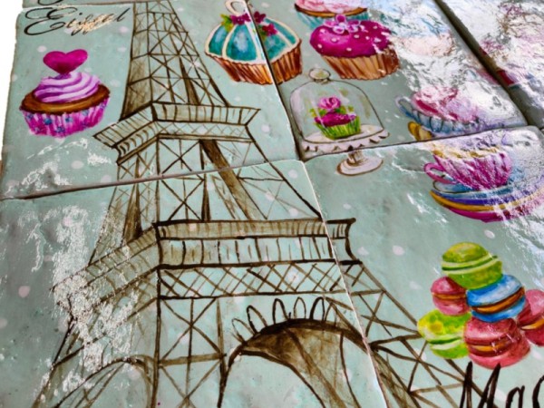 Παρίσι Παράσταση Πλακάκια Σε Τραβερτίνο