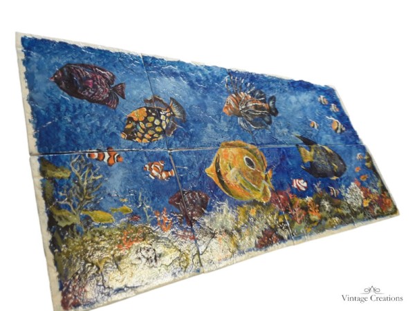 Πλακάκια Τραβερτίνο Παράσταση Ζωγραφική Βυθός Ψάρια 