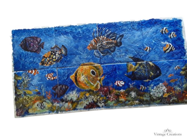 Πλακάκια Τραβερτίνο Παράσταση Ζωγραφική Βυθός Ψάρια 