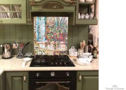 Vintage Χειροποίητα Πλακάκια Τοίχου Παράσταση Ζωγραφική Παράθυρο