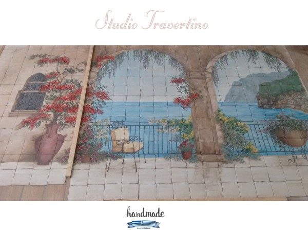 Χειροποίητη Επένδυση Τοίχου Ζαγορά Πλακάκια Σχέδιο Αντικέ.