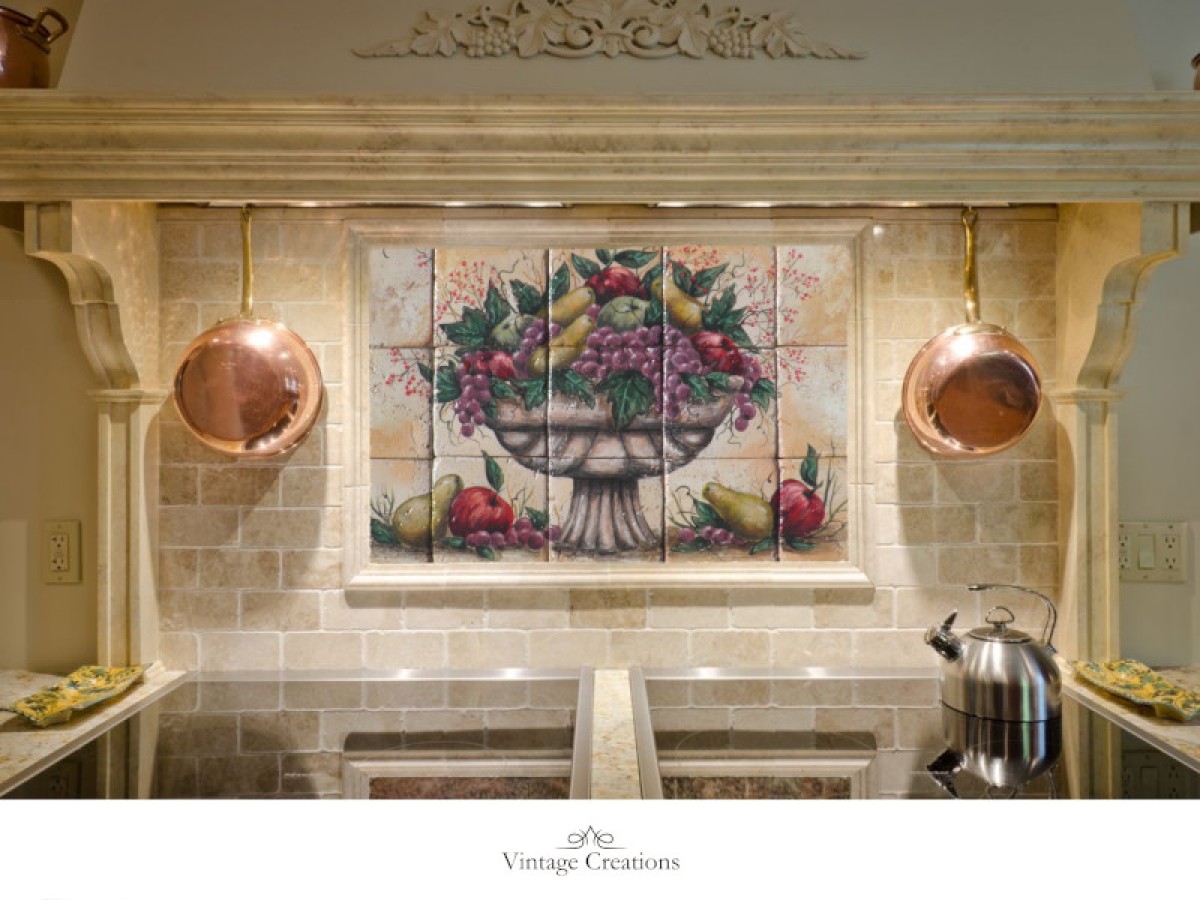 Κουζίνας παράσταση πλακίδια χειροποίητα φρουτιέρα  