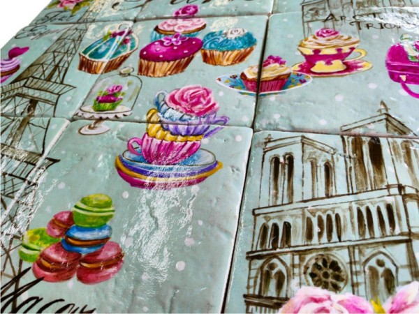 Παρίσι Παράσταση Πλακάκια Σε Τραβερτίνο