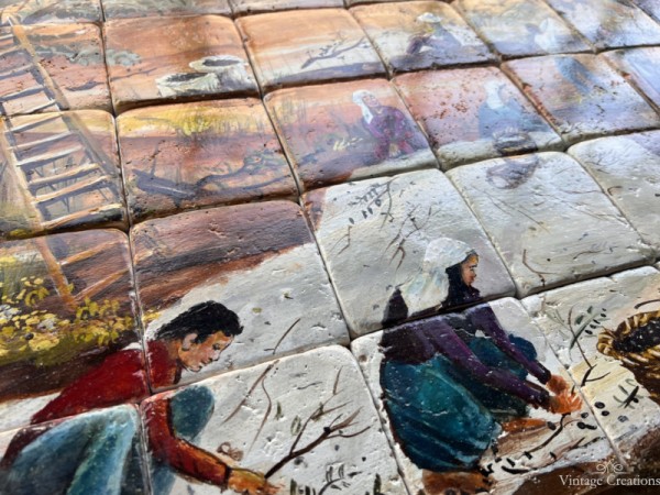 Πλακάκια κουζίνας τραβερτίνο με ζωγραφική παράσταση ελαιώνας 