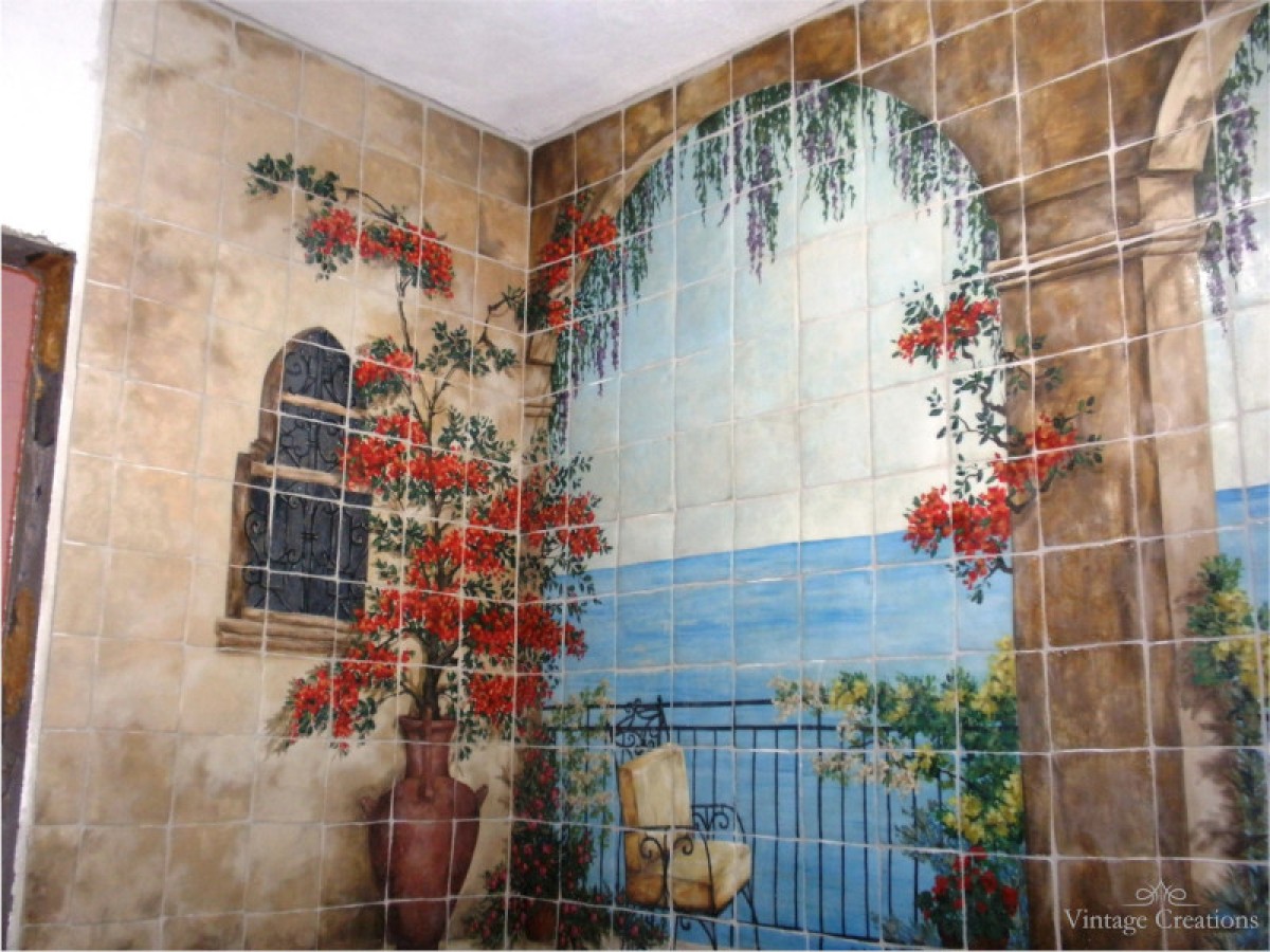 Χειροποίητη Επένδυση Τοίχου Ζαγορά Πλακάκια Σχέδιο Αντικέ.