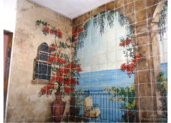 Χειροποίητη Επένδυση Τοίχου Ζαγορά Πλακάκια Σχέδιο Αντικέ.