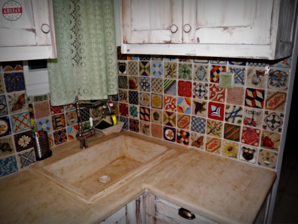 Mix Travertino Retro Handmade Special Kitchen Tiles Santorini