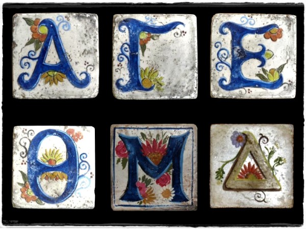 Γράμματα Ρετρό Ντεκόρ Χειροποίητα Πλακάκια Ζωγραφική