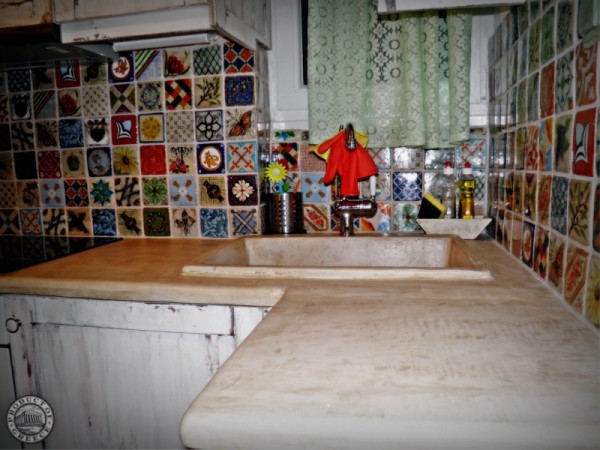 Mix Travertino Retro Handmade Special Kitchen Tiles Santorini