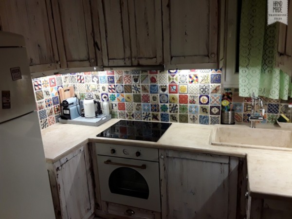Mix Travertino Retro Handmade Special Kitchen Tiles Santorini