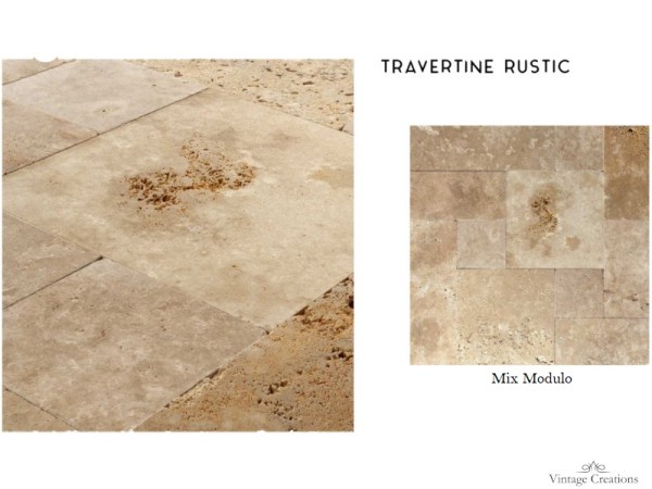 Φυσικά πλακάκια από πέτρωμα travertino σε modulo