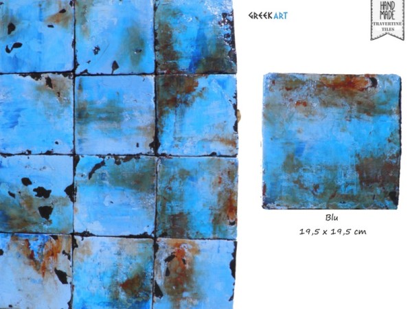 Παλαιωμένα Τραβερτίνο Πλακάκια Μύκονος Retro Blue Old 10,5 χ 10,5 cm