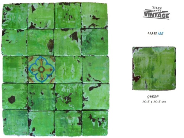 Παλαιωμένα Τραβερτίνο Πλακάκια Μύκονος Vintage Green Old 10,5 χ 10,5 cm