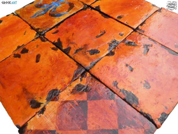 Αντικέ Παλαιωμένα Τραβερτίνο Πλακάκια Μύκονος Κόκκινο Παλιό 10,5 χ 10,5 cm