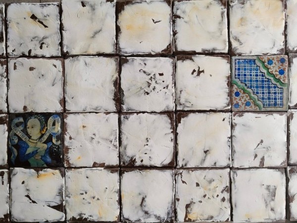 Αντικέ Ρουστίκ Παλαιωμένα Τραβερτίνο Πλακάκια Μύκονος Λευκό Παλιό 10,5 χ 10,5 cm