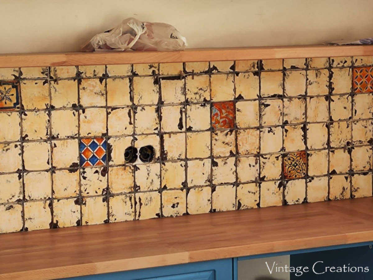 Αντικέ Ρουστίκ Παλαιωμένα Τραβερτίνο Πλακάκια Μύκονος Λευκό Παλιό 10,5 χ 10,5 cm