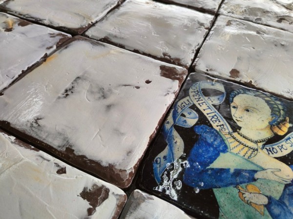 Αντικέ Ρουστίκ Παλαιωμένα Τραβερτίνο Πλακάκια Μύκονος Λευκό Παλιό 10,5 χ 10,5 cm